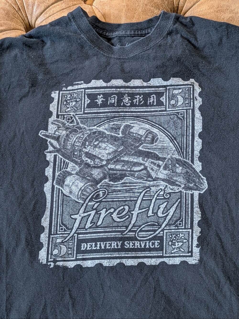 Firefly Delivery Service T-shirt Size L Out of Print Rare Black Nathan Fillion